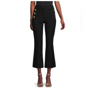 10 Crosby Derek Lam  Cotton Black Cropped Pants  Gold Button Accents Sz 6
